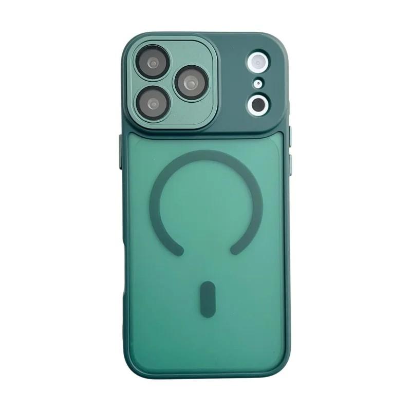 Compatible with iPhone 18 Pro Max WANLONFENG Skin-feel Magnetic PC Dual-Layer TPU Phone Case with Screen Protector - Green