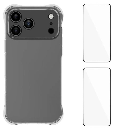 Compatible with iPhone 18 Pro Max WANLONFENG Transparent Four-Corner Shockproof TPU Phone Case with 2pcs Screen Films - Transparent