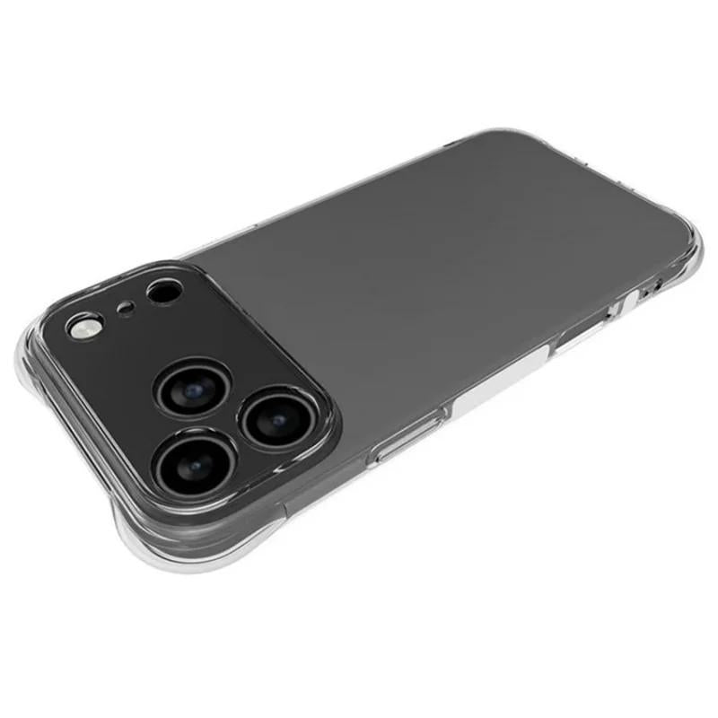 Compatible with iPhone 18 Pro Max WANLONFENG Transparent Four-Corner Shockproof TPU Phone Case with 2pcs Screen Films - Transparent