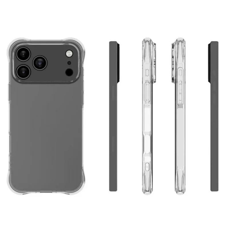 Compatible with iPhone 18 Pro Max WANLONFENG Transparent Four-Corner Shockproof TPU Phone Case with 2pcs Screen Films - Transparent