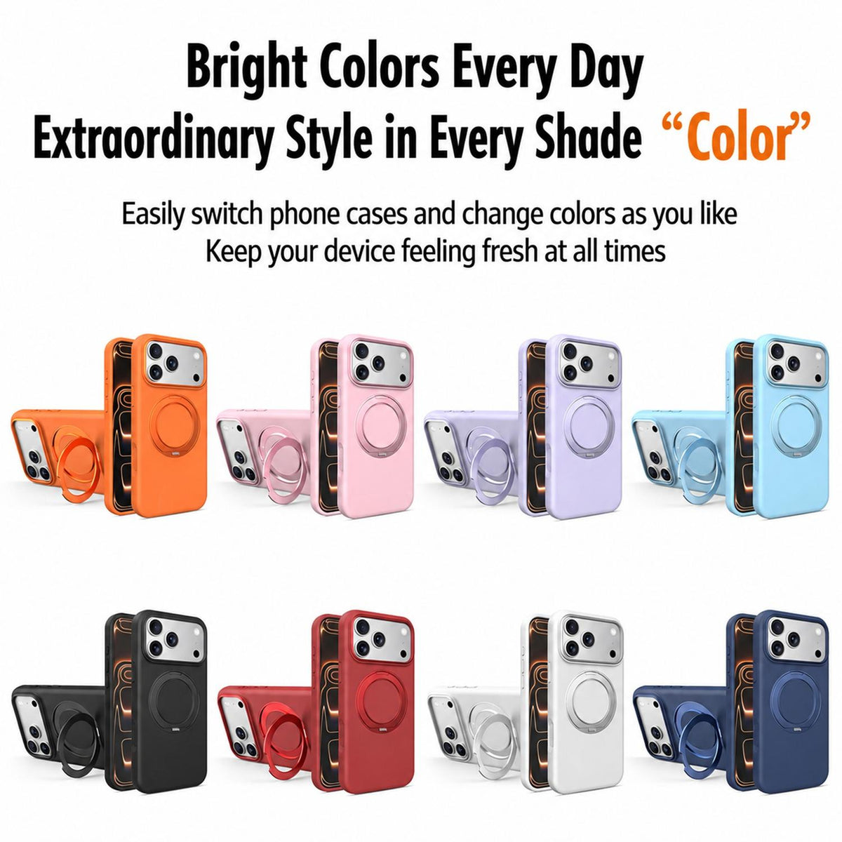 Compatible with iPhone 18 Pro Max & 17 Pro Max Liquid Silicone Magnetic Phone Case with Rotating Stand - Purple