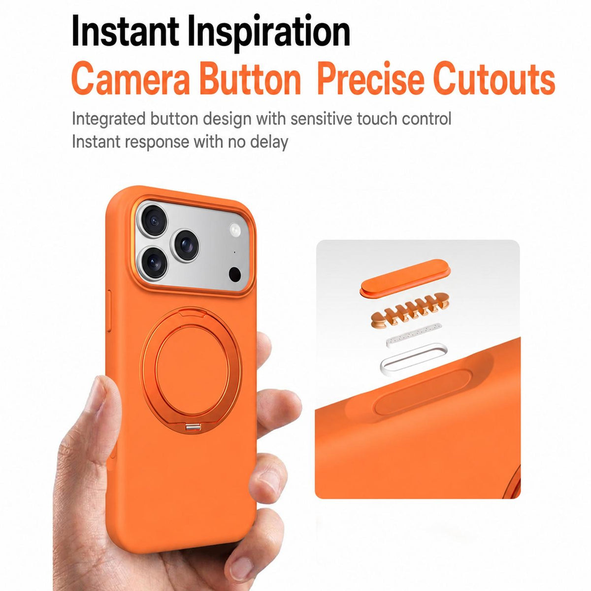 Compatible with iPhone 18 Pro Max & 17 Pro Max Liquid Silicone Magnetic Phone Case with Rotating Stand - Pink