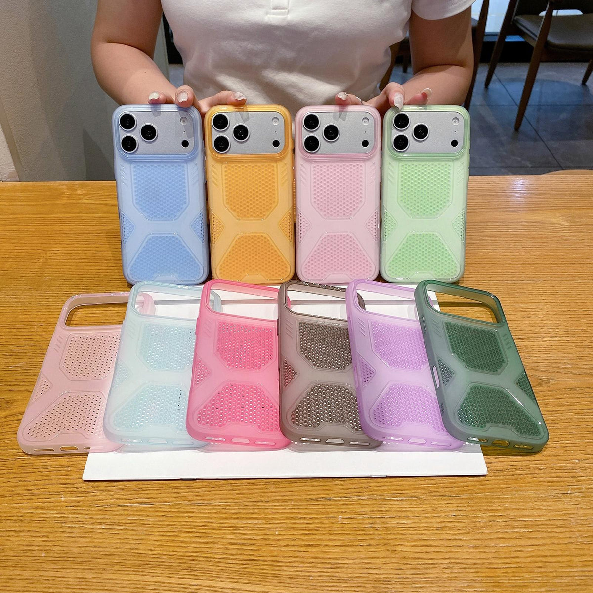 Compatible with iPhone 18 Pro Max & 17 Pro Max Cool Jelly Heat Dissipation TPU Phone Case - Moss Green
