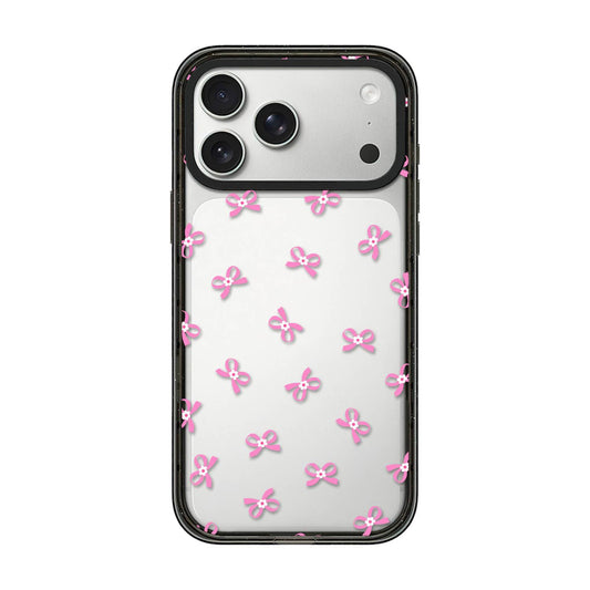 Compatible with iPhone 18 Pro Max & 17 Pro Max French Style Star Bow Transparent Acrylic TPU Phone Case - Pink Bow