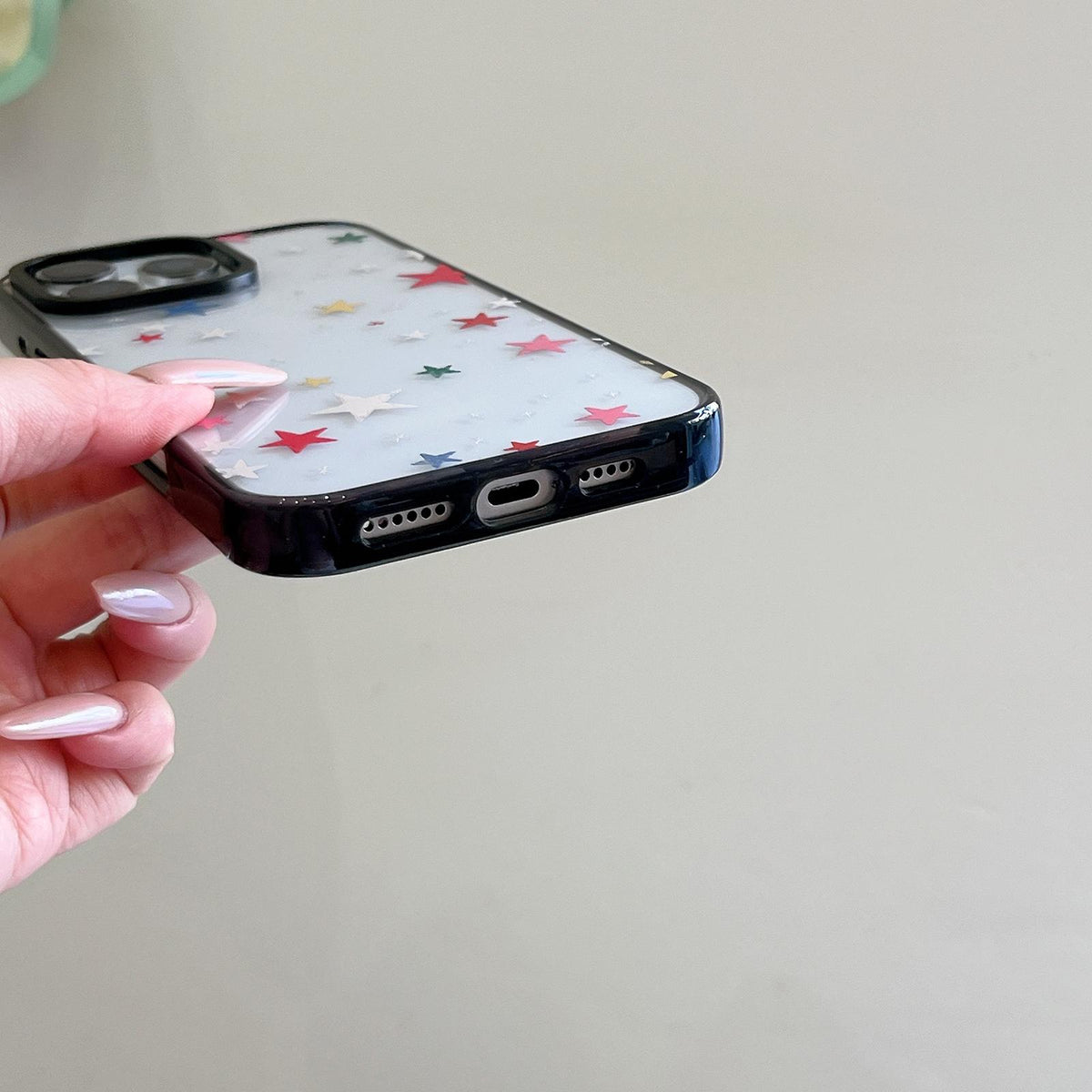 Compatible with iPhone 18 Pro Max & 17 Pro Max French Style Star Bow Transparent Acrylic TPU Phone Case - Colorful Stars
