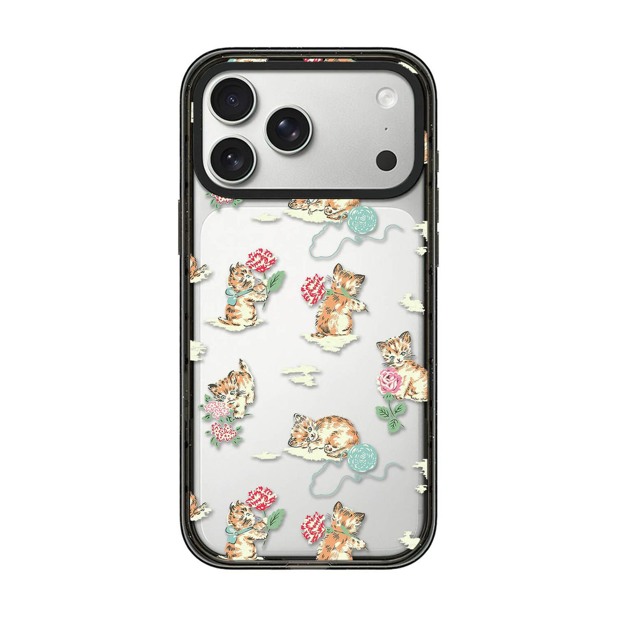 Compatible with iPhone 18 Pro & 17 Pro Country Cats Dogs Transparent Acrylic TPU Phone Case - Cat Flower
