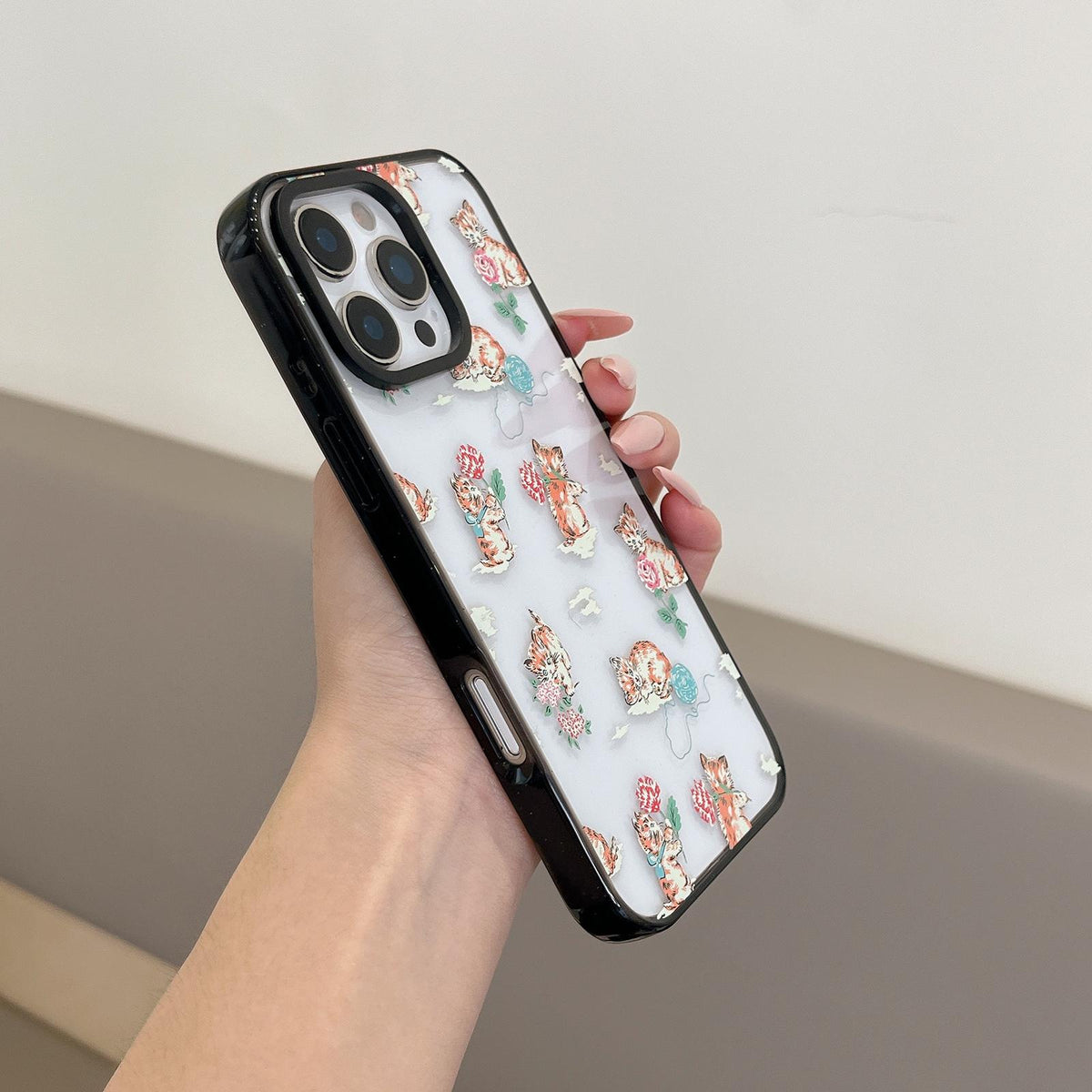 Compatible with iPhone 18 Pro Max & 17 Pro Max Country Cats Dogs Transparent Acrylic TPU Phone Case - Colorful Floral Print