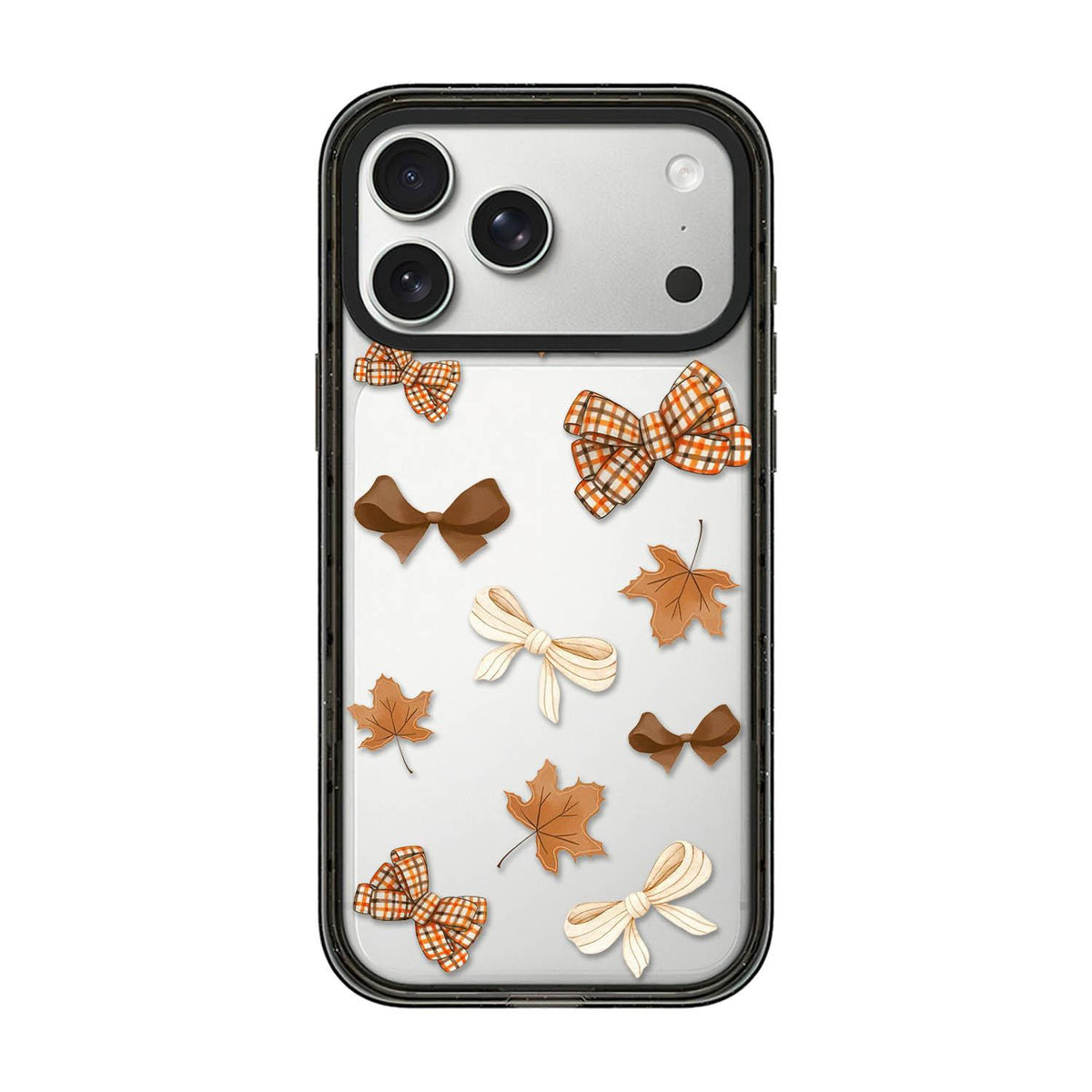 Compatible with iPhone 18 Pro Max & 17 Pro Max Autumn Story Acrylic TPU Phone Case - Maple Leaf Bow
