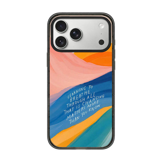 Compatible with iPhone 18 Pro Max & 17 Pro Max Tranquil Deep Blue Watercolor Acrylic TPU Phone Case - Gradient Color Blocking