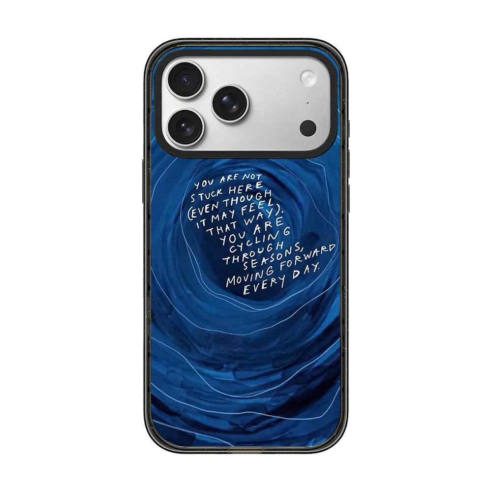 Compatible with iPhone 18 Pro Max & 17 Pro Max Tranquil Deep Blue Watercolor Acrylic TPU Phone Case - Deep Sea Vortex Blue