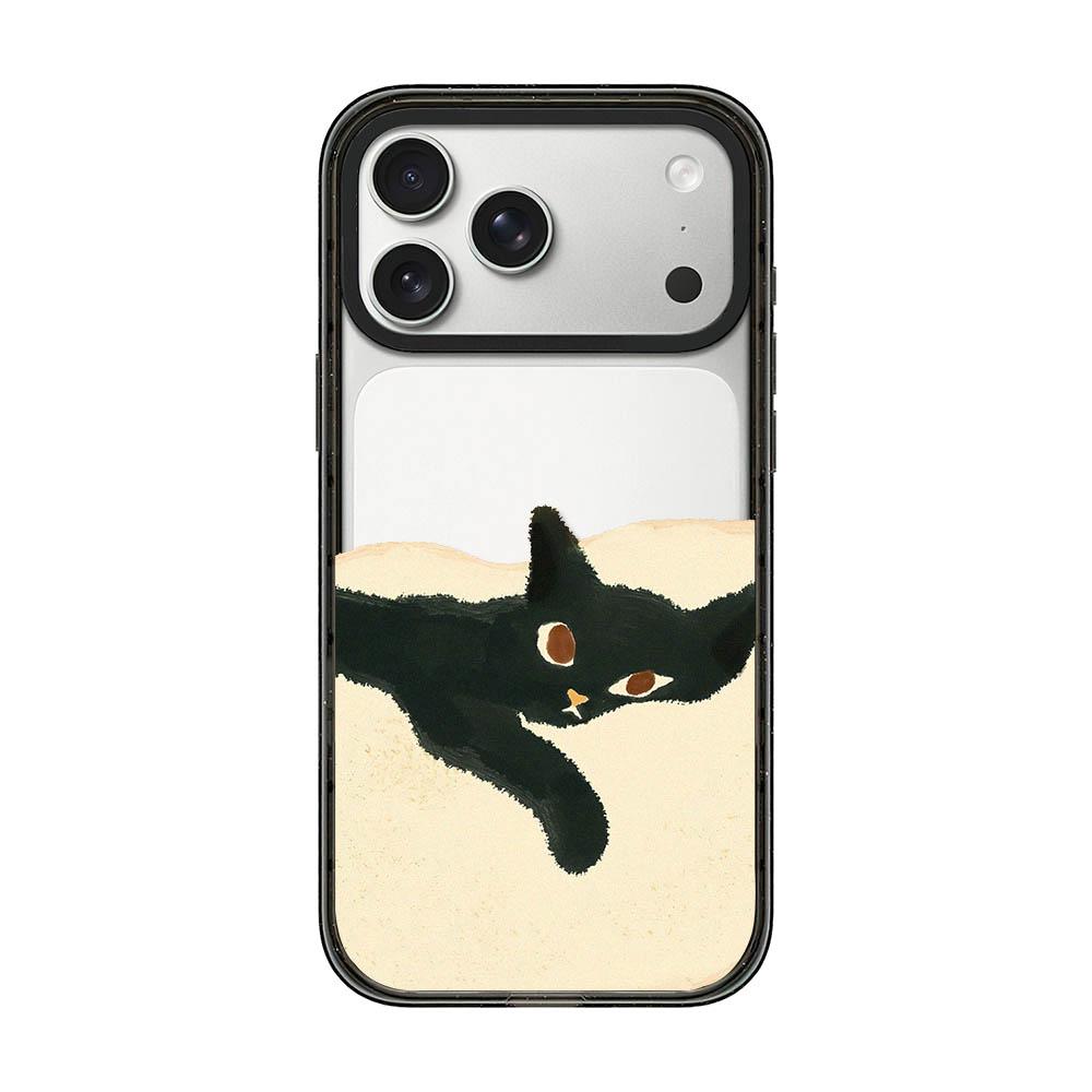 Compatible with iPhone 18 Pro Max & 17 Pro Max Lazy Cat Dog Acrylic TPU Phone Case - Black Cat