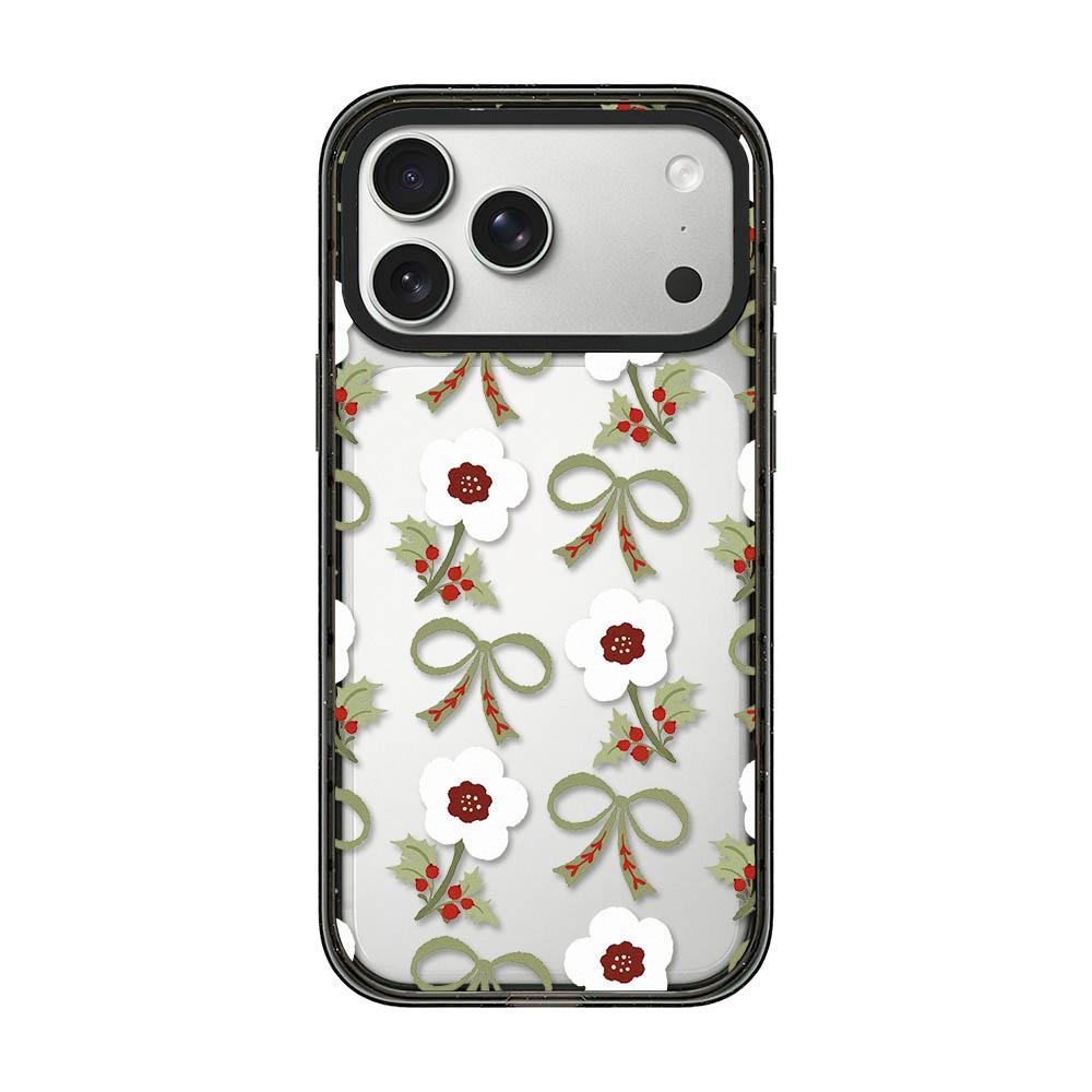 Compatible with iPhone 18 Pro Max & 17 Pro Max Christmas Print Transparent Acrylic TPU Phone Case - Floral Bow