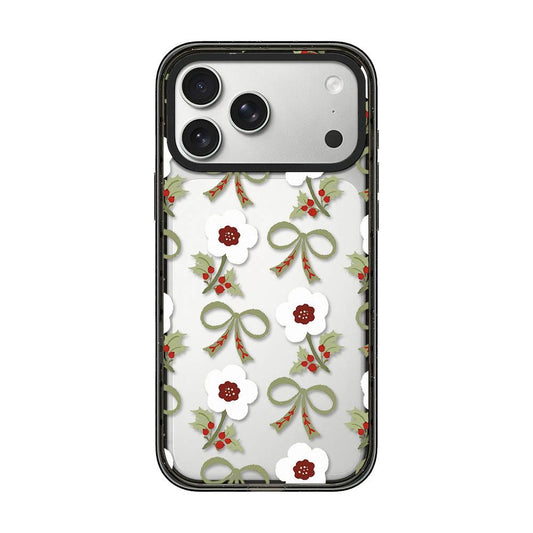 Compatible with iPhone 18 Pro Max & 17 Pro Max Christmas Print Transparent Acrylic TPU Phone Case - Floral Bow