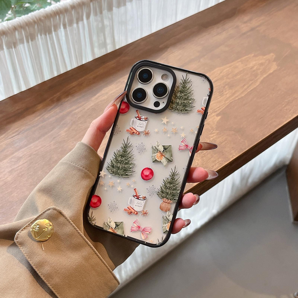 Compatible with iPhone 18 Pro Max & 17 Pro Max Christmas Print Transparent Acrylic TPU Phone Case - Gingerbread Man