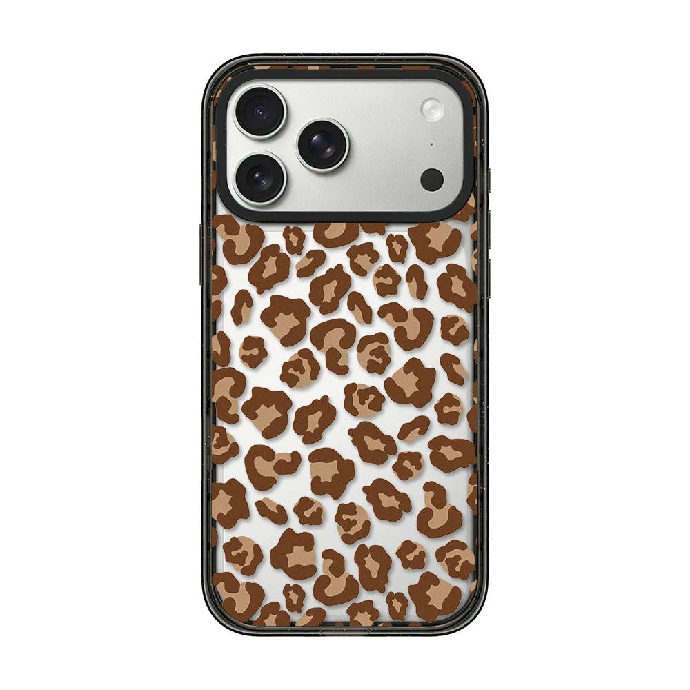 Compatible with iPhone 18 Pro & 17 Pro Leopard Print Bow Print transparent Acrylic TPU Phone Case - Caramel Brown Leopard