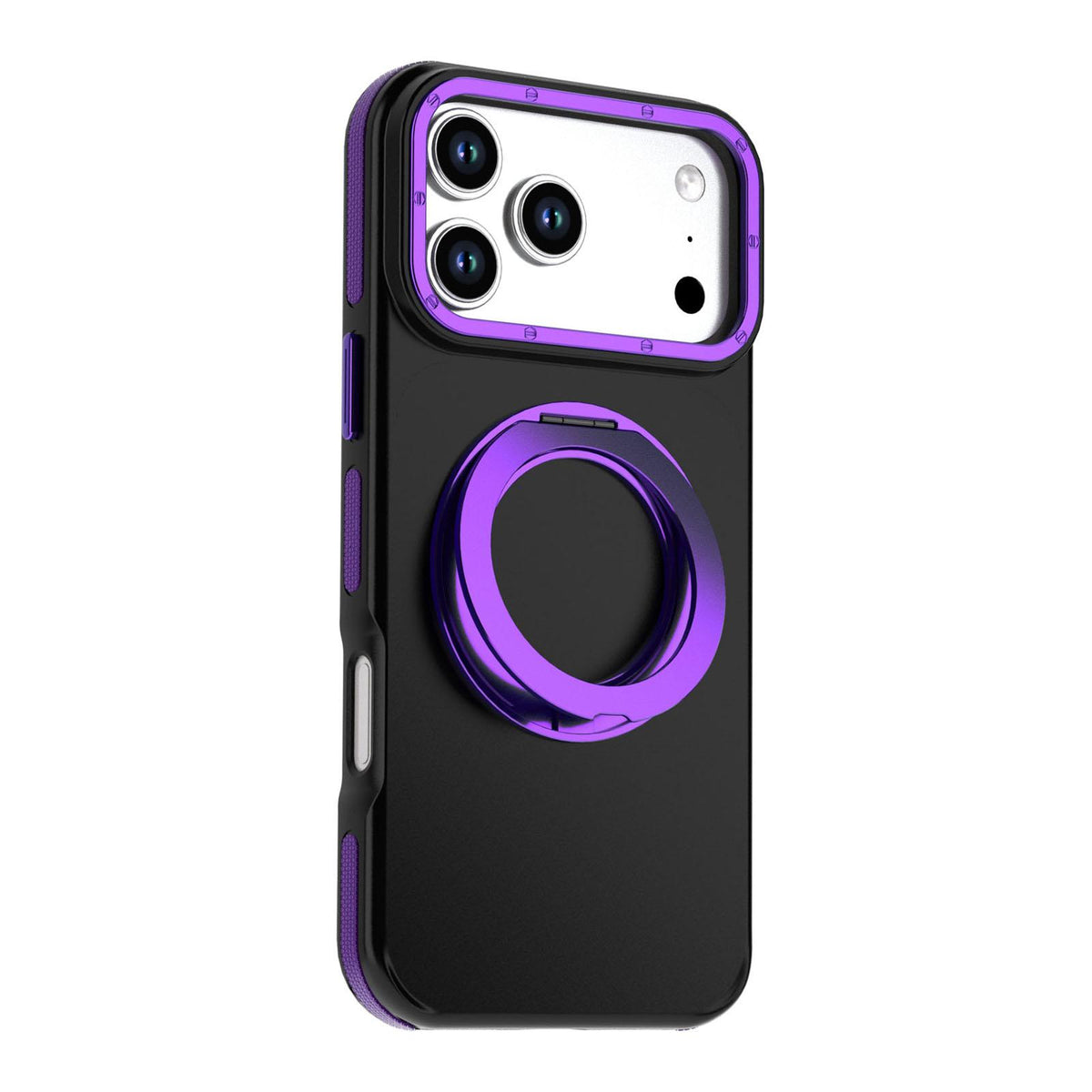 Compatible with iPhone 18 Pro Max Dual Color Skin Feel 360 Degree Rotation Holder Magnetic Phone Case - Purple