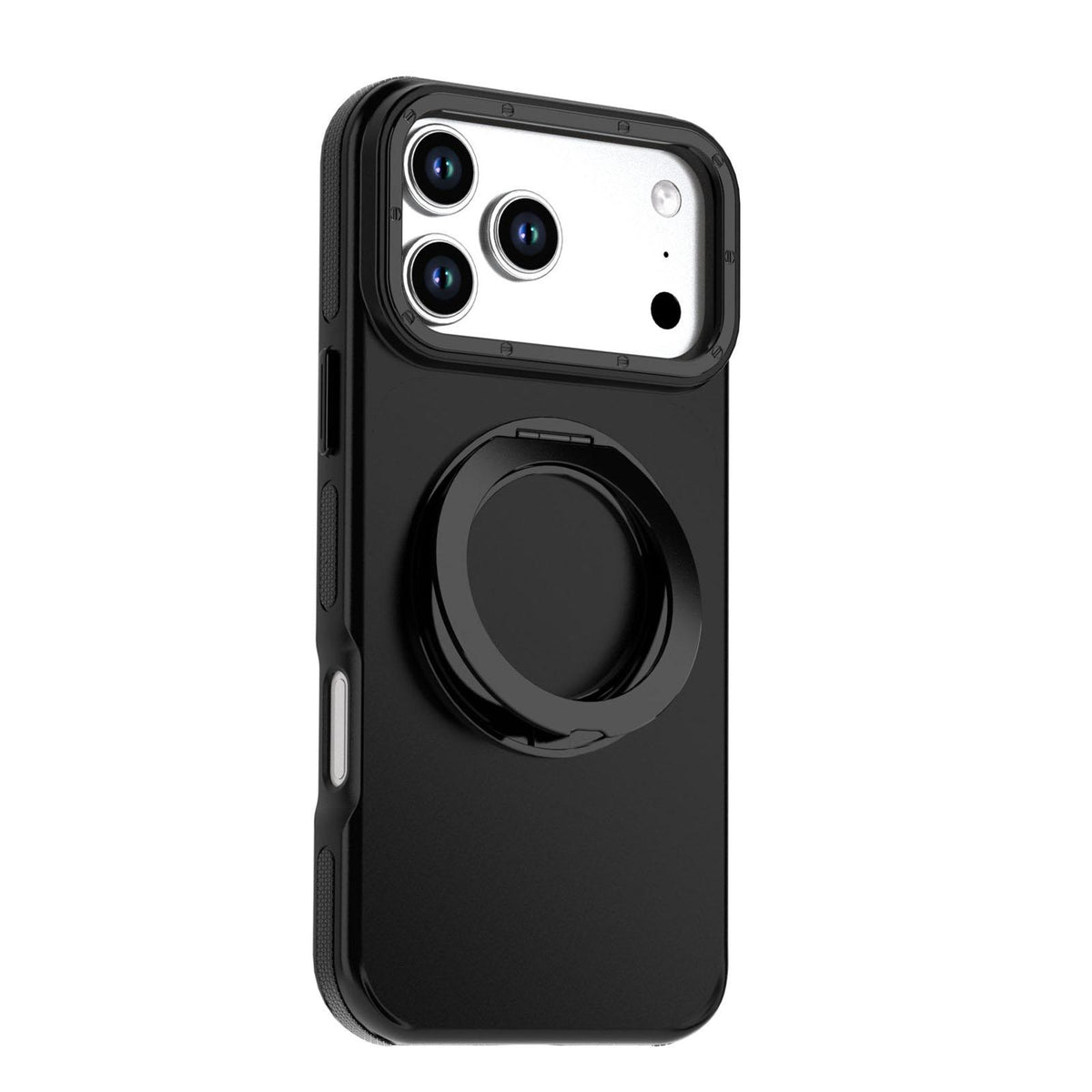 Compatible with iPhone 18 Pro Dual Color Skin Feel 360 Degree Rotation Holder Magnetic Phone Case - Black