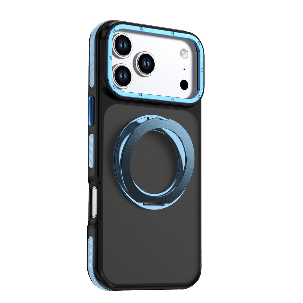 Compatible with iPhone 18 Pro Dual Color Skin Feel 360 Degree Rotation Holder Magnetic Phone Case - Blue