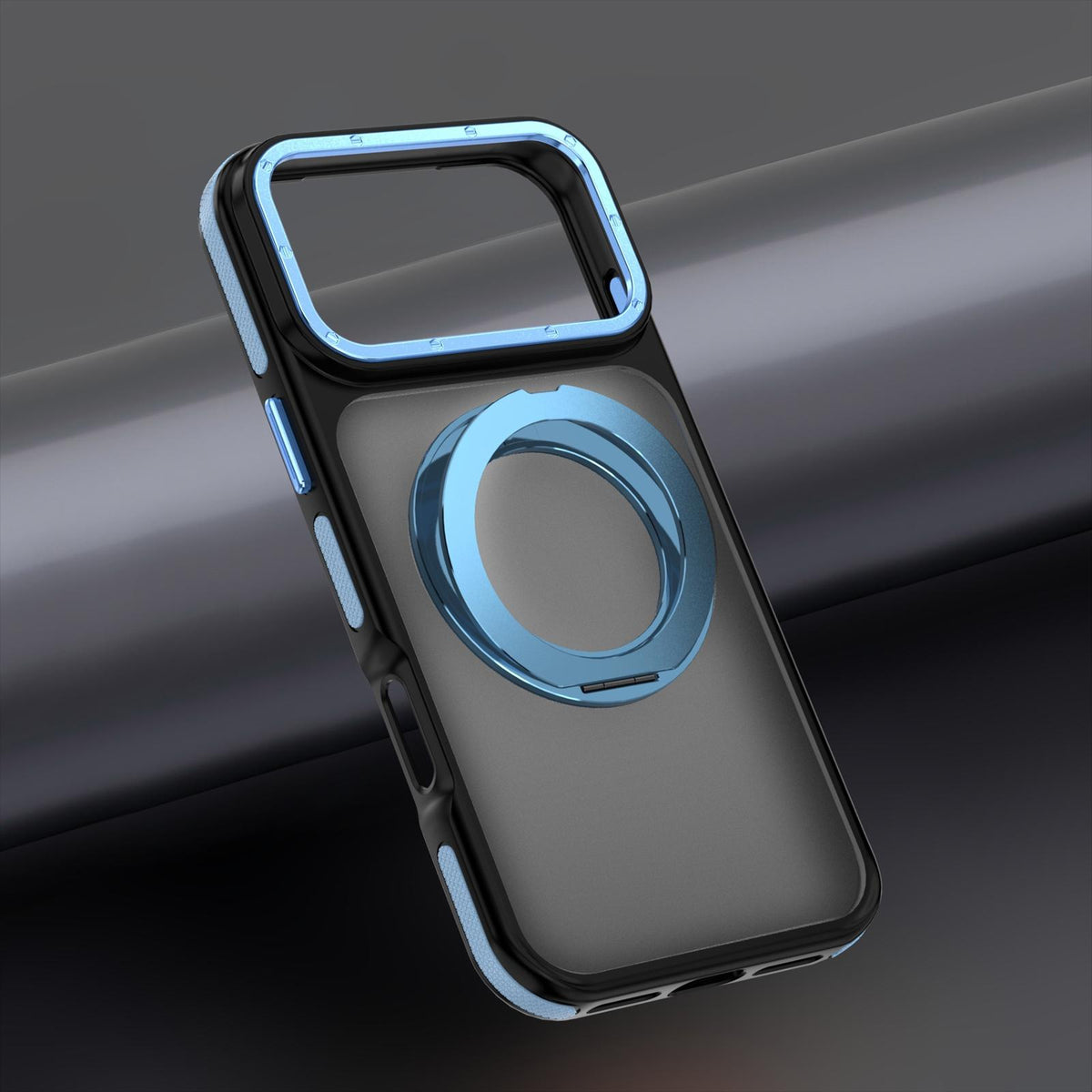 Compatible with iPhone 18 Pro Dual Color Skin Feel 360 Degree Rotation Holder Magnetic Phone Case - Blue