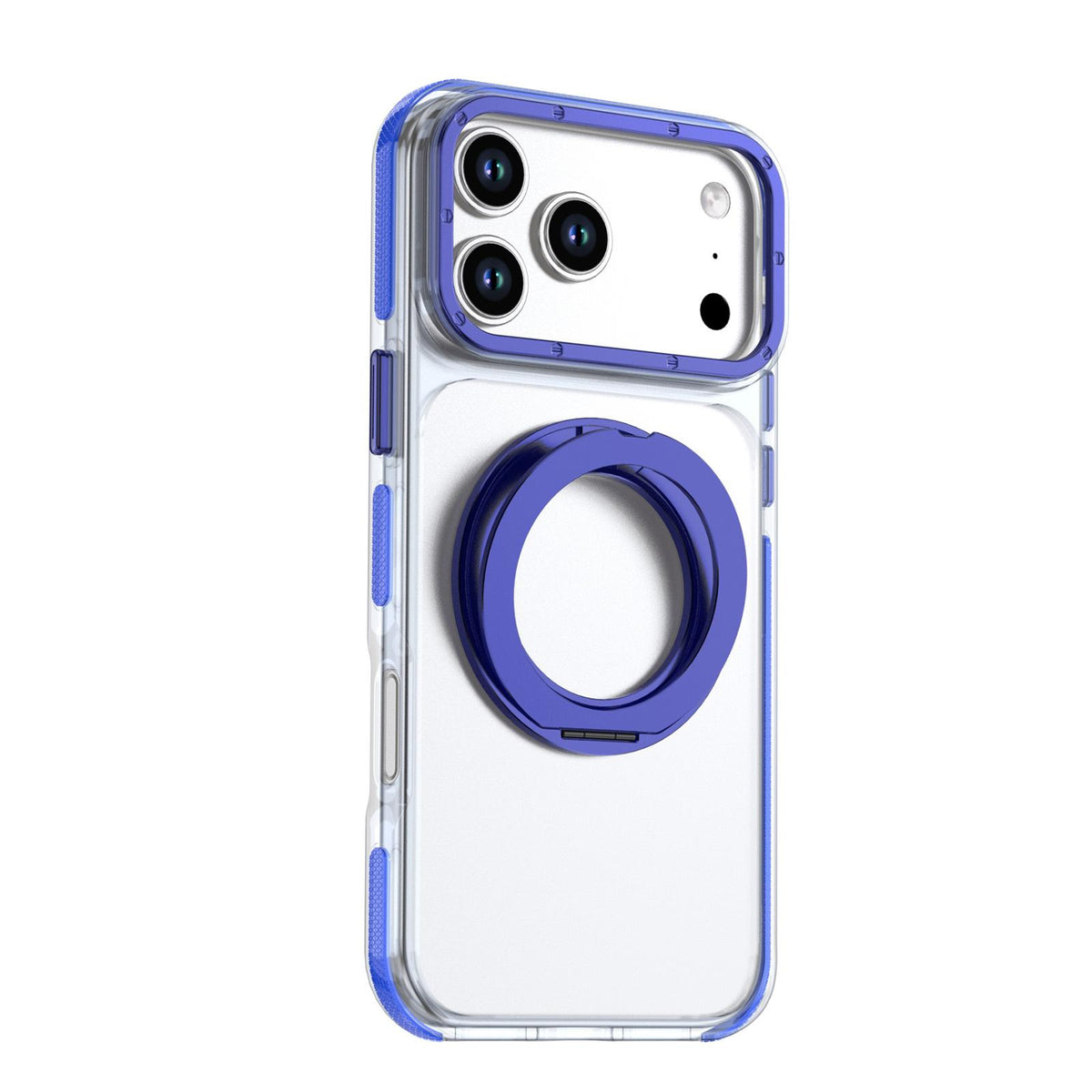 Compatible with iPhone 18 Pro Max Dual Color Clear 360 Degree Rotation Holder Magnetic Phone Case - Dark Blue