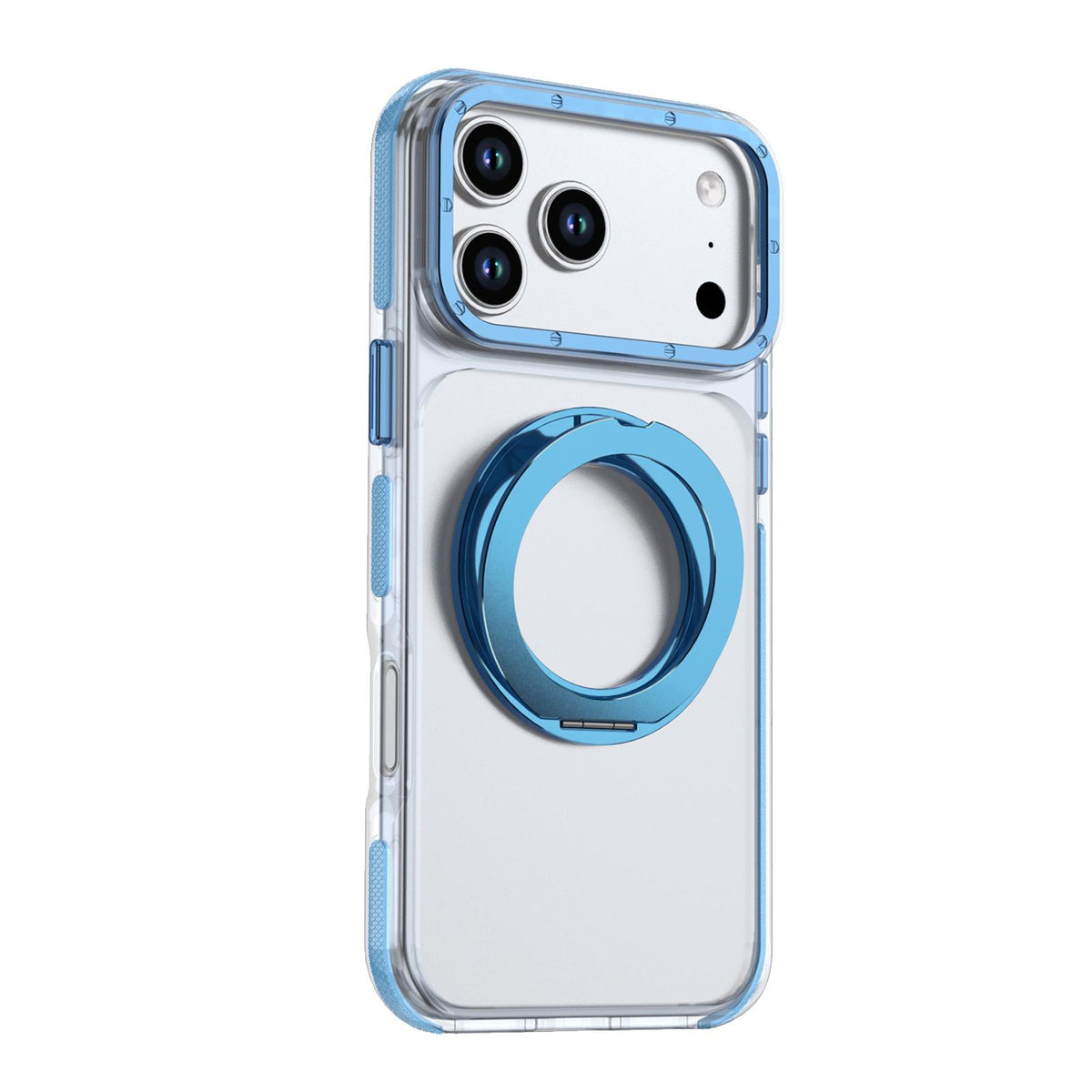 Compatible with iPhone 18 Pro Max Dual Color Clear 360 Degree Rotation Holder Magnetic Phone Case - Sky Blue