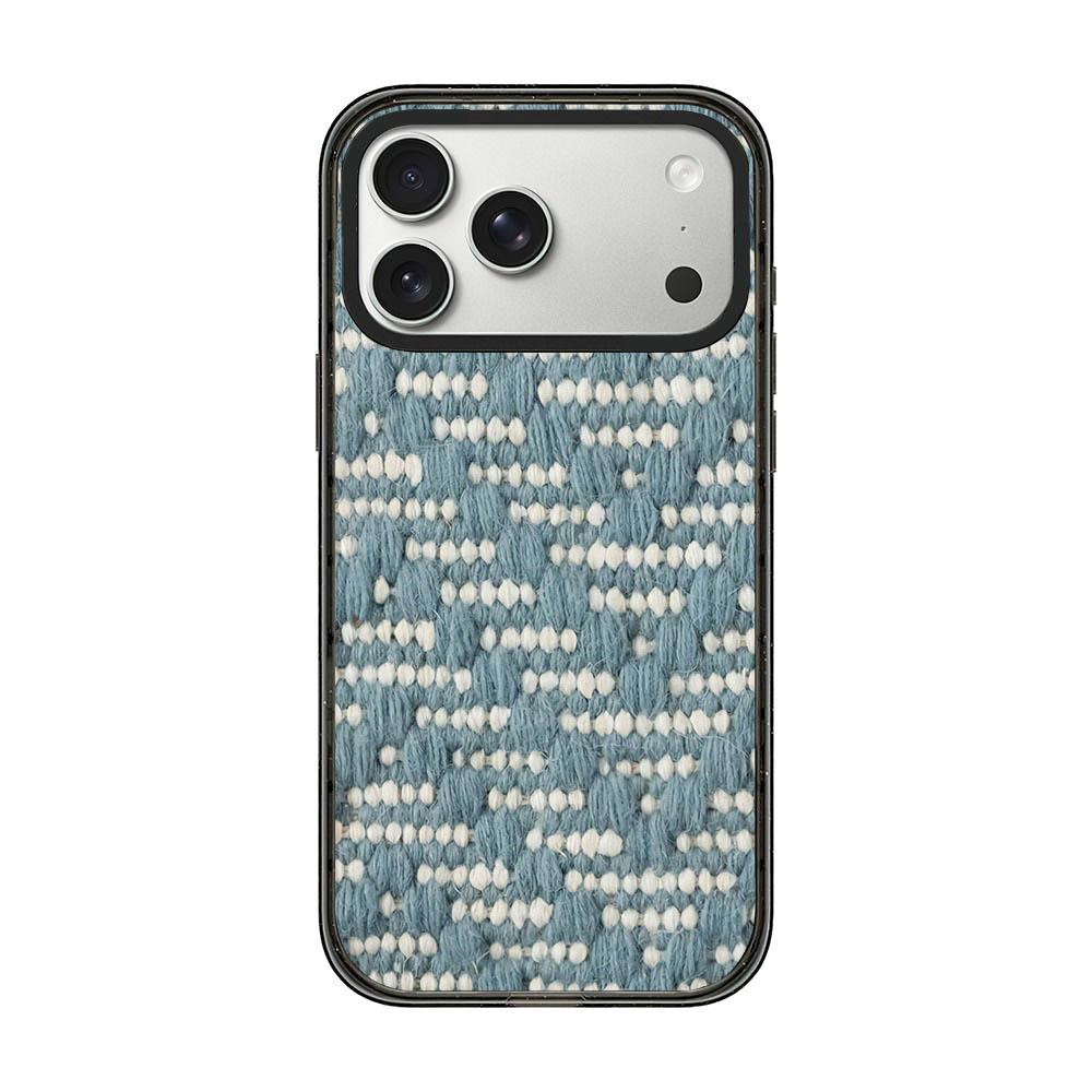 Compatible with iPhone 18 Pro Max & 17 Pro Max Denim Knit Printed Acrylic TPU Phone Case - Light Blue Knit Stripe