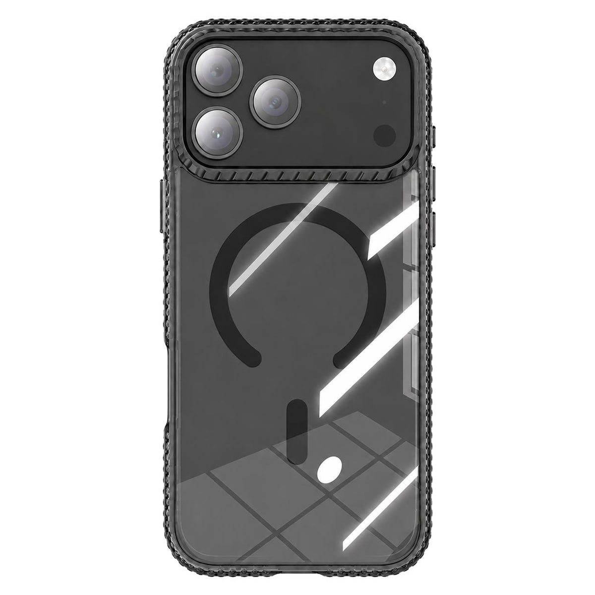 Compatible with iPhone 18 Pro Max & 17 Pro Max Kylin Pattern Transparent Magnetic Phone Case - Transparent Black