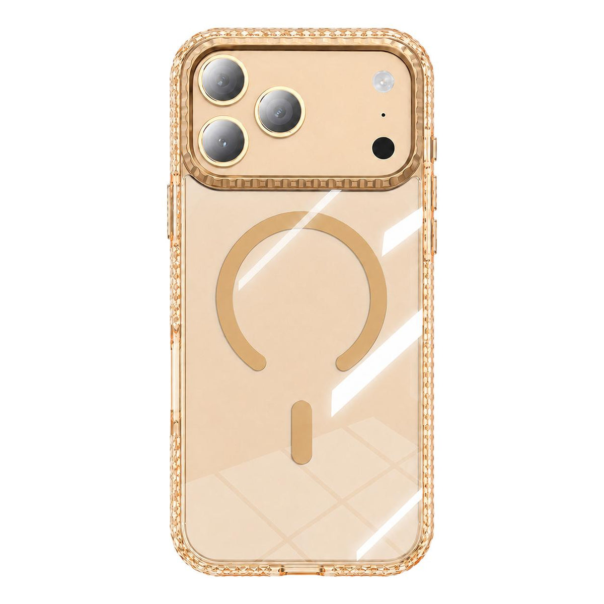 Compatible with iPhone 18 Pro Max & 17 Pro Max Kylin Pattern Transparent Magnetic Phone Case - Transparent Gold
