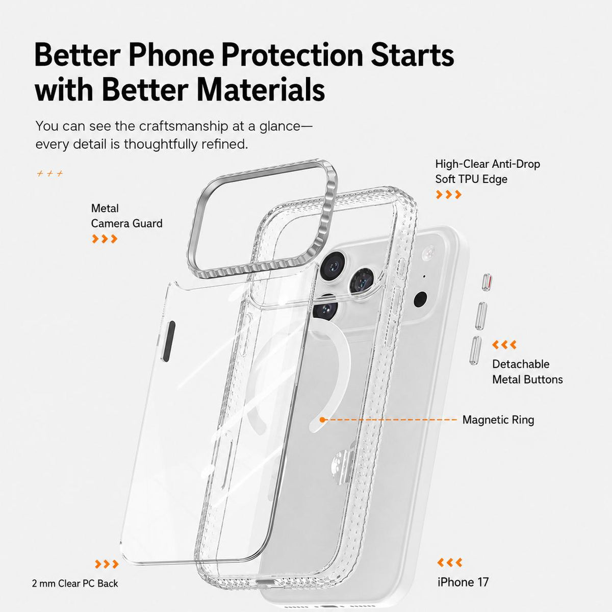 Compatible with iPhone 18 Pro Max & 17 Pro Max Kylin Pattern Transparent Magnetic Phone Case - Transparent