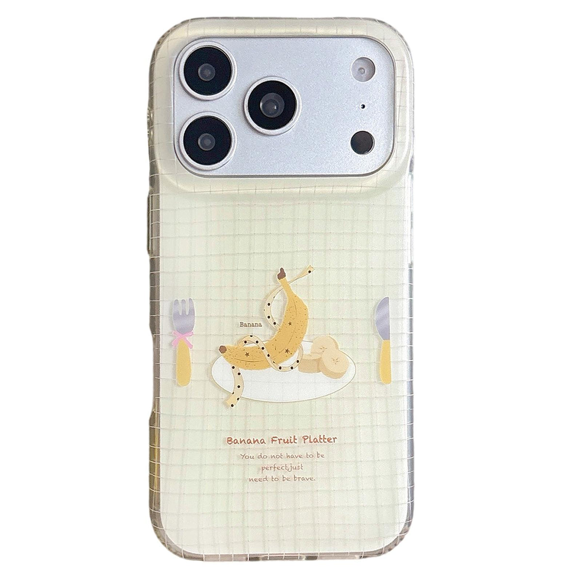 Compatible with iPhone 18 Pro & 17 Pro Double Layer Frosted Pattern TPU Phone Case - Banana Platter
