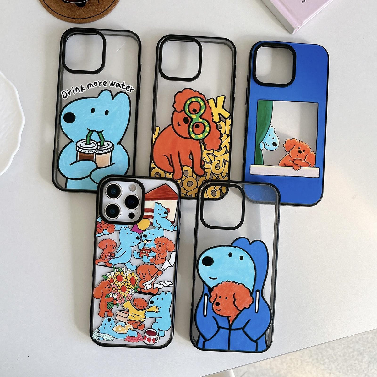 Compatible with iPhone 18 Pro Max & 17 Pro Max Cute Dog Pattern Acrylic TPU Phone Case - Brown Curly Haired Puppy