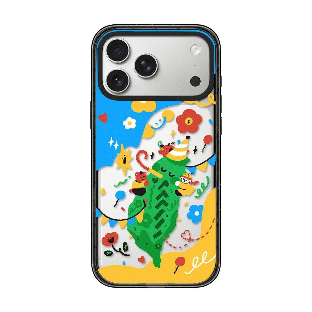Compatible with iPhone 18 Pro Max & 17 Pro Max Little Red Flower Cartoon Pattern Acrylic TPU Phone Case - Graffiti Carnival Party
