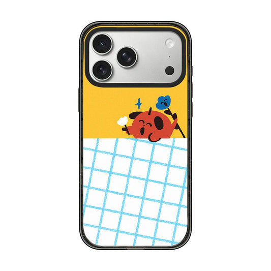 Compatible with iPhone 18 Pro Max & 17 Pro Max Little Red Flower Cartoon Pattern Acrylic TPU Phone Case - Red Haired Little Monster
