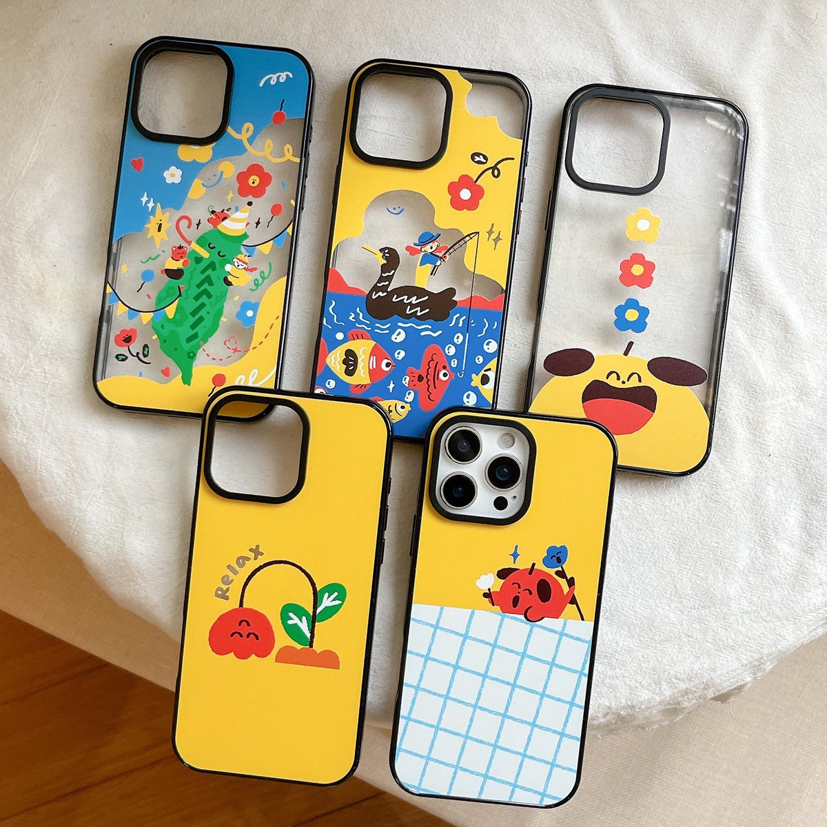 Compatible with iPhone 18 Pro Max & 17 Pro Max Little Red Flower Cartoon Pattern Acrylic TPU Phone Case - Red Haired Little Monster