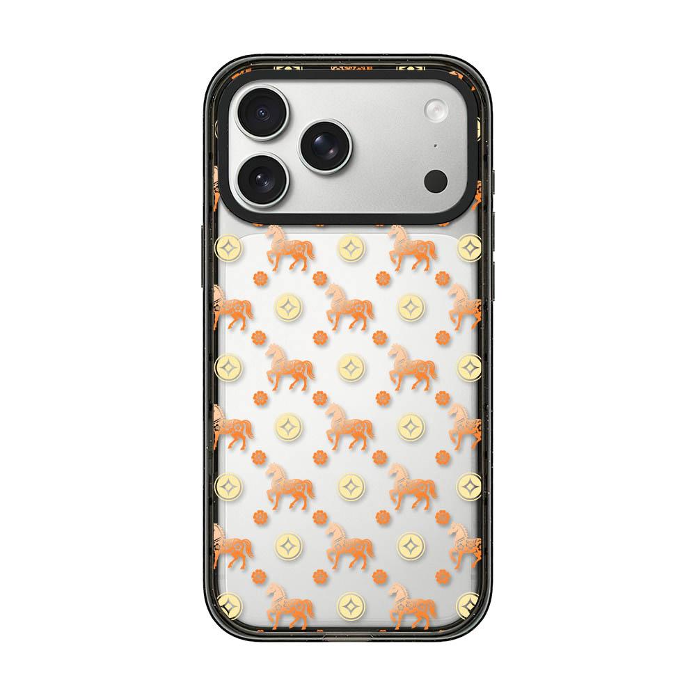 Compatible with iPhone 18 Pro Max & 17 Pro Max Chinese Style Horse Acrylic TPU Phone Case - Orange Gold Lucky Pony