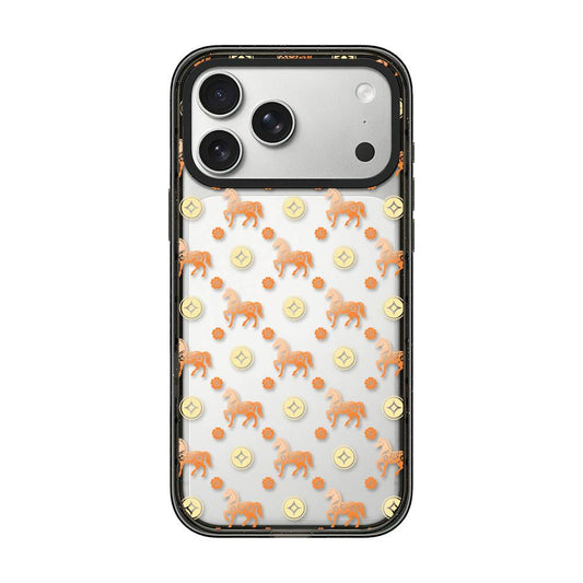 Compatible with iPhone 18 Pro Max & 17 Pro Max Chinese Style Horse Acrylic TPU Phone Case - Orange Gold Lucky Pony
