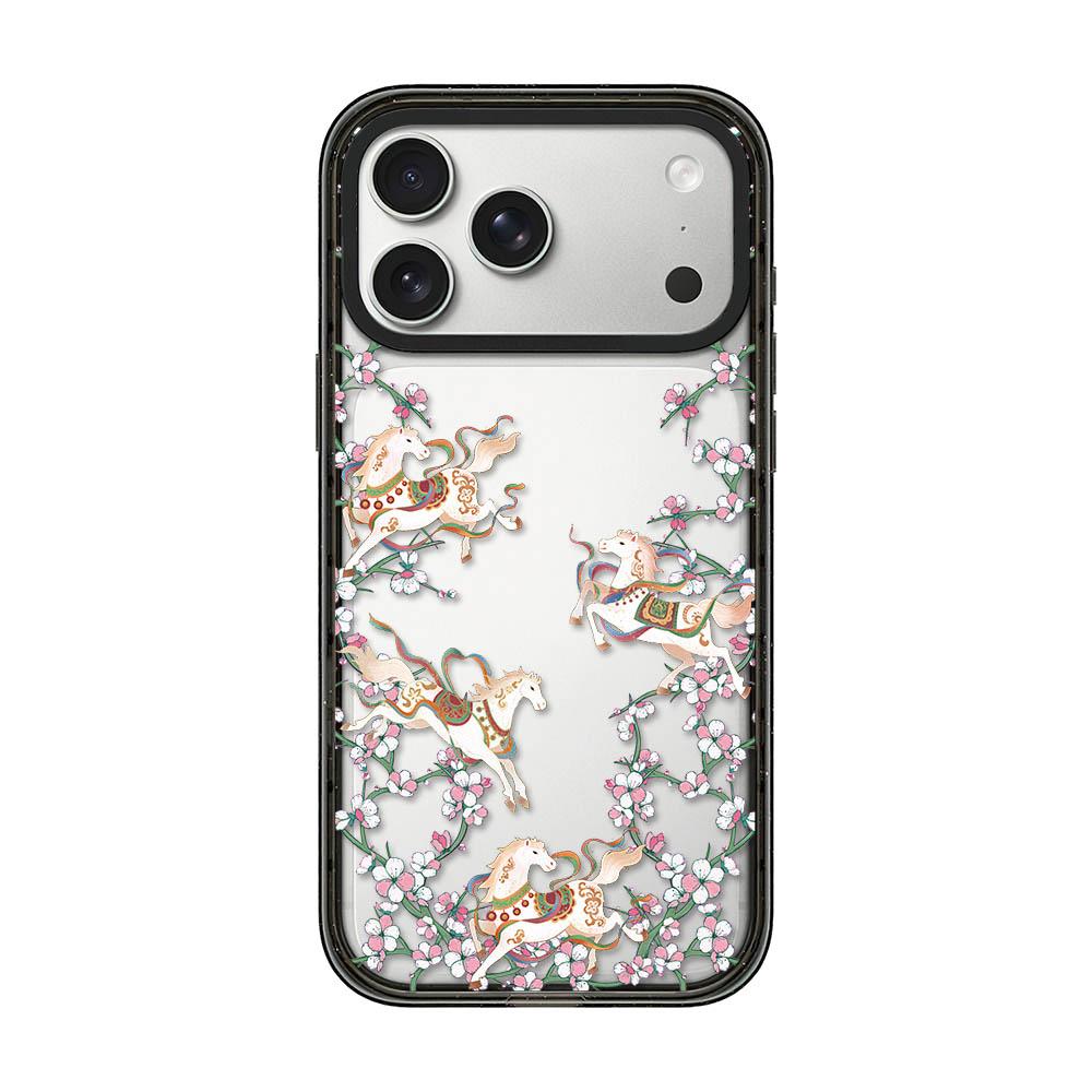 Compatible with iPhone 18 Pro & 17 Pro Chinese Style Horse Acrylic TPU Phone Case - Peach Blossoms Galloping Horses