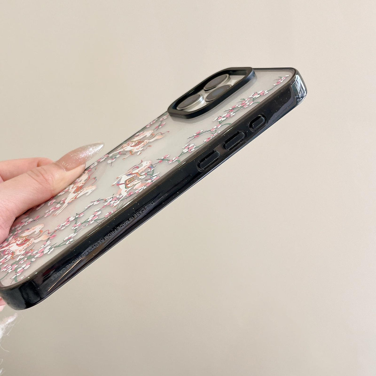 Compatible with iPhone 18 Pro Max & 17 Pro Max Chinese Style Horse Acrylic TPU Phone Case - Black Gold Pegasus