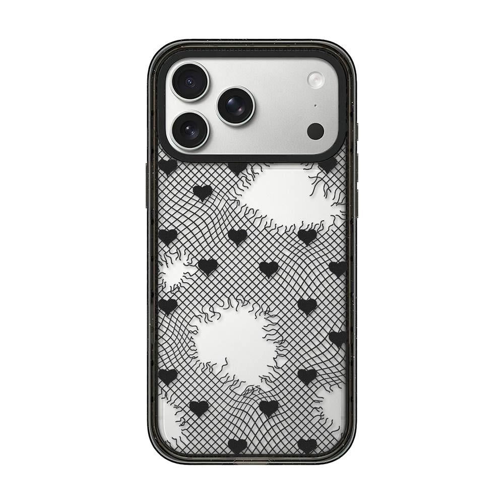 Compatible with iPhone 18 Pro Max & 17 Pro Max Lace Bow Printed Acrylic TPU Phone Case - Window Blue Dog and Brown Dog