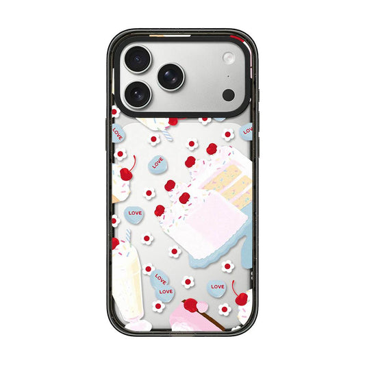 Compatible with iPhone 18 Pro Max & 17 Pro Max Cream Cake Pattern Acrylic TPU Phone Case - Cherry Cake