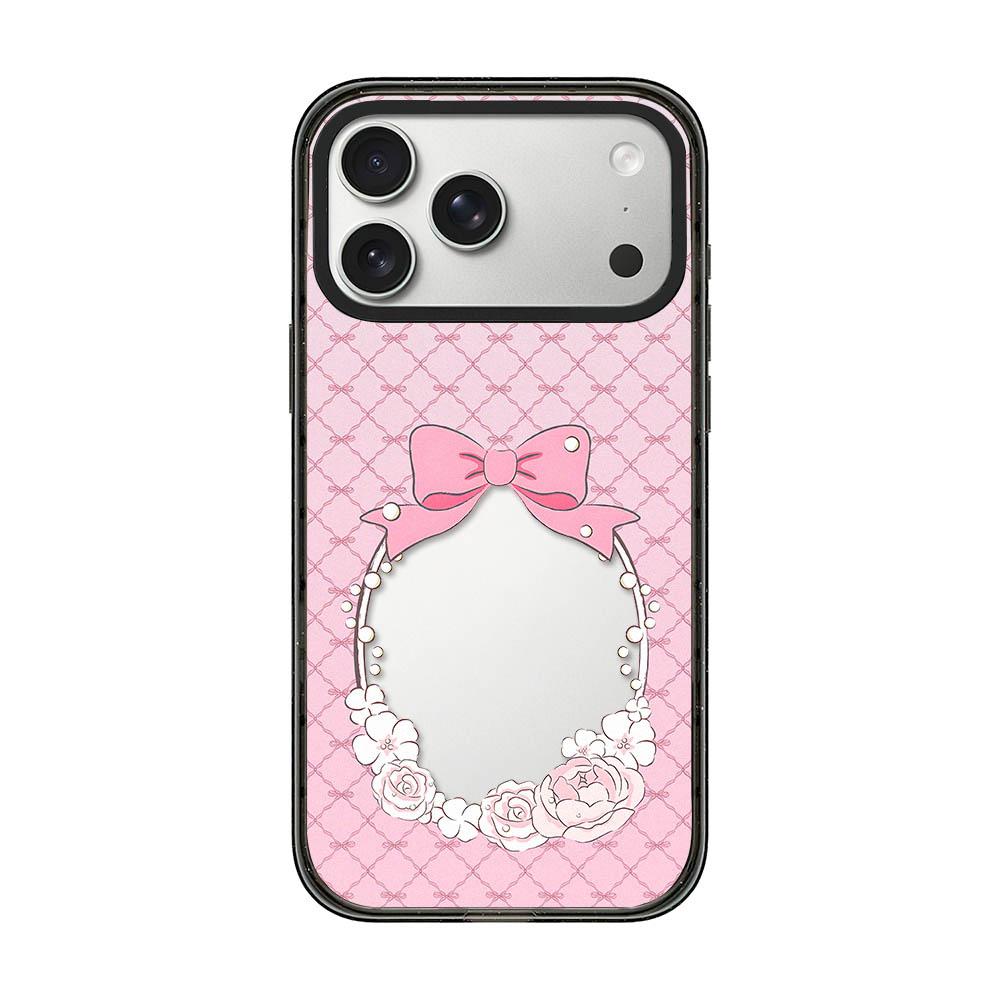 Compatible with iPhone 18 Pro Max & 17 Pro Max Cream Cake Pattern Acrylic TPU Phone Case - Pearl Bow Flower