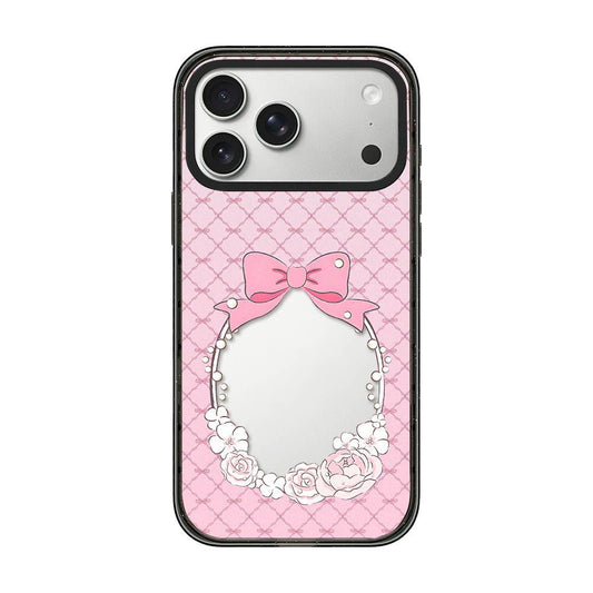Compatible with iPhone 18 Pro Max & 17 Pro Max Cream Cake Pattern Acrylic TPU Phone Case - Pearl Bow Flower