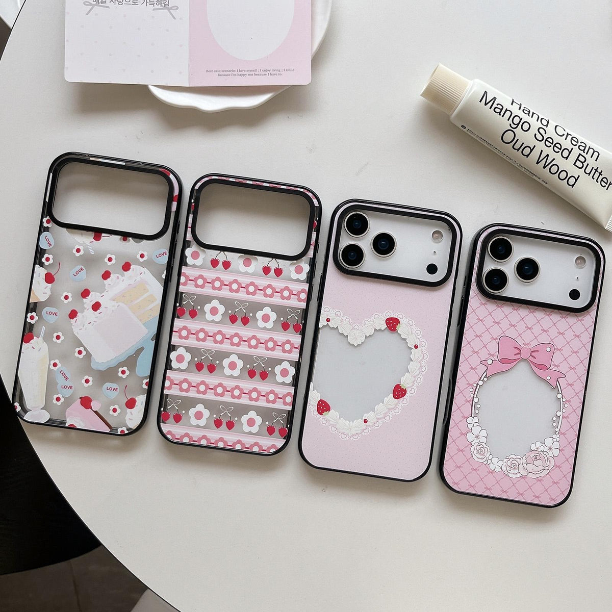 Compatible with iPhone 18 Pro Max & 17 Pro Max Cream Cake Pattern Acrylic TPU Phone Case - Cherry Cake