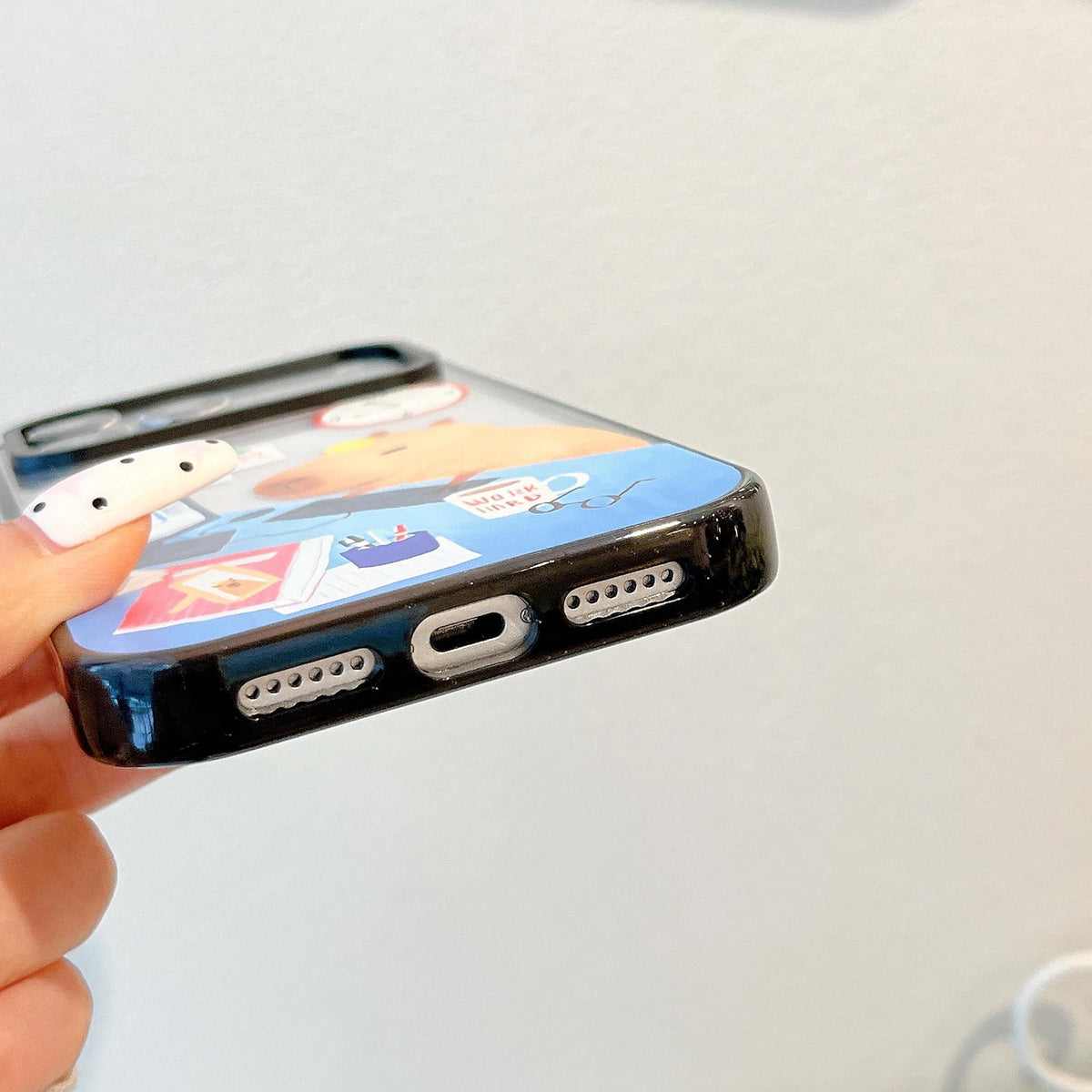 Compatible with iPhone 18 Pro & 17 Pro Cute Capybara Cartoon Print Magnetic Acrylic TPU Phone Case - Office Capybara