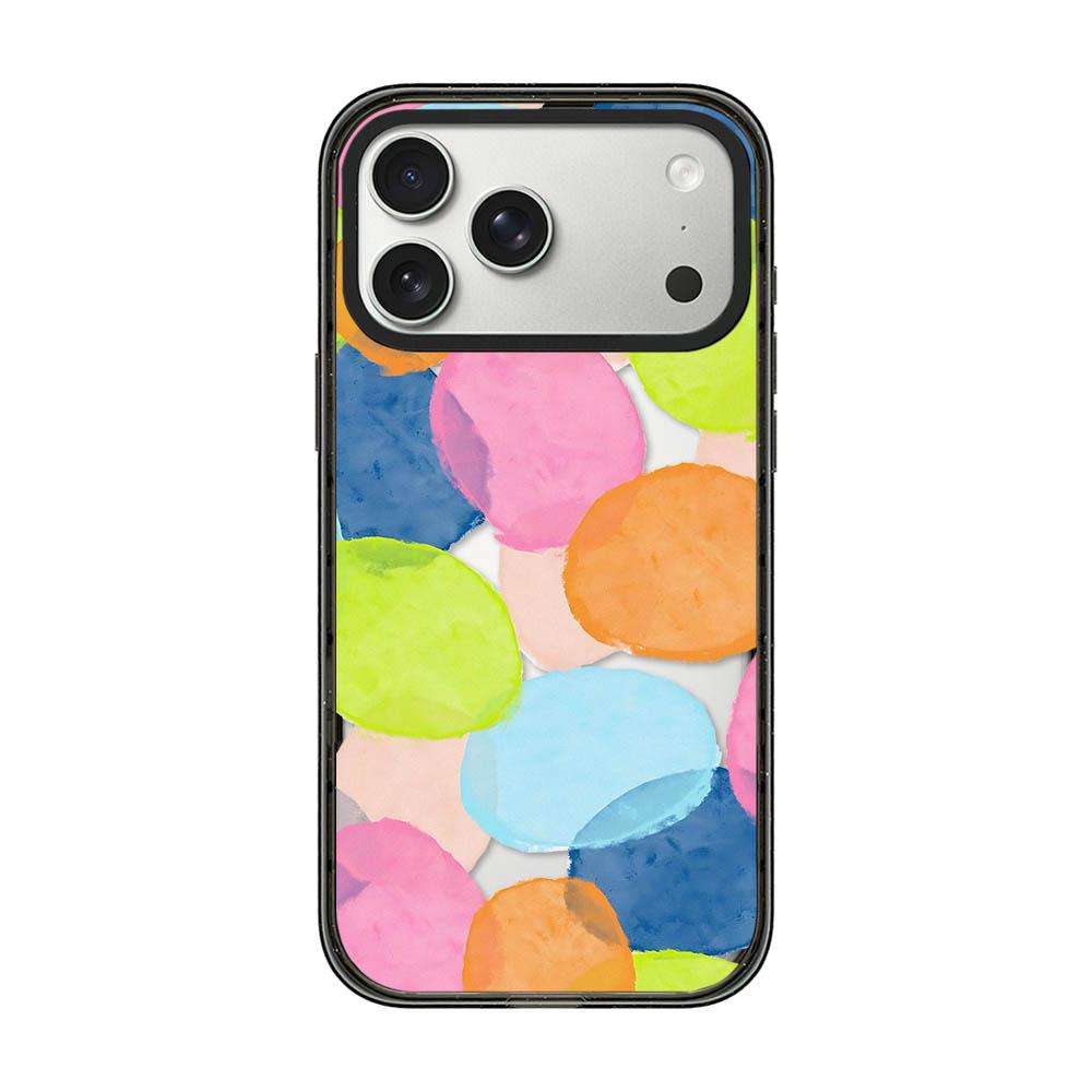 Compatible with iPhone 18 Pro Max & 17 Pro Max Colorful Balloon Pattern Transparent Acrylic TPU Phone Case - Macaron Watercolor Dots