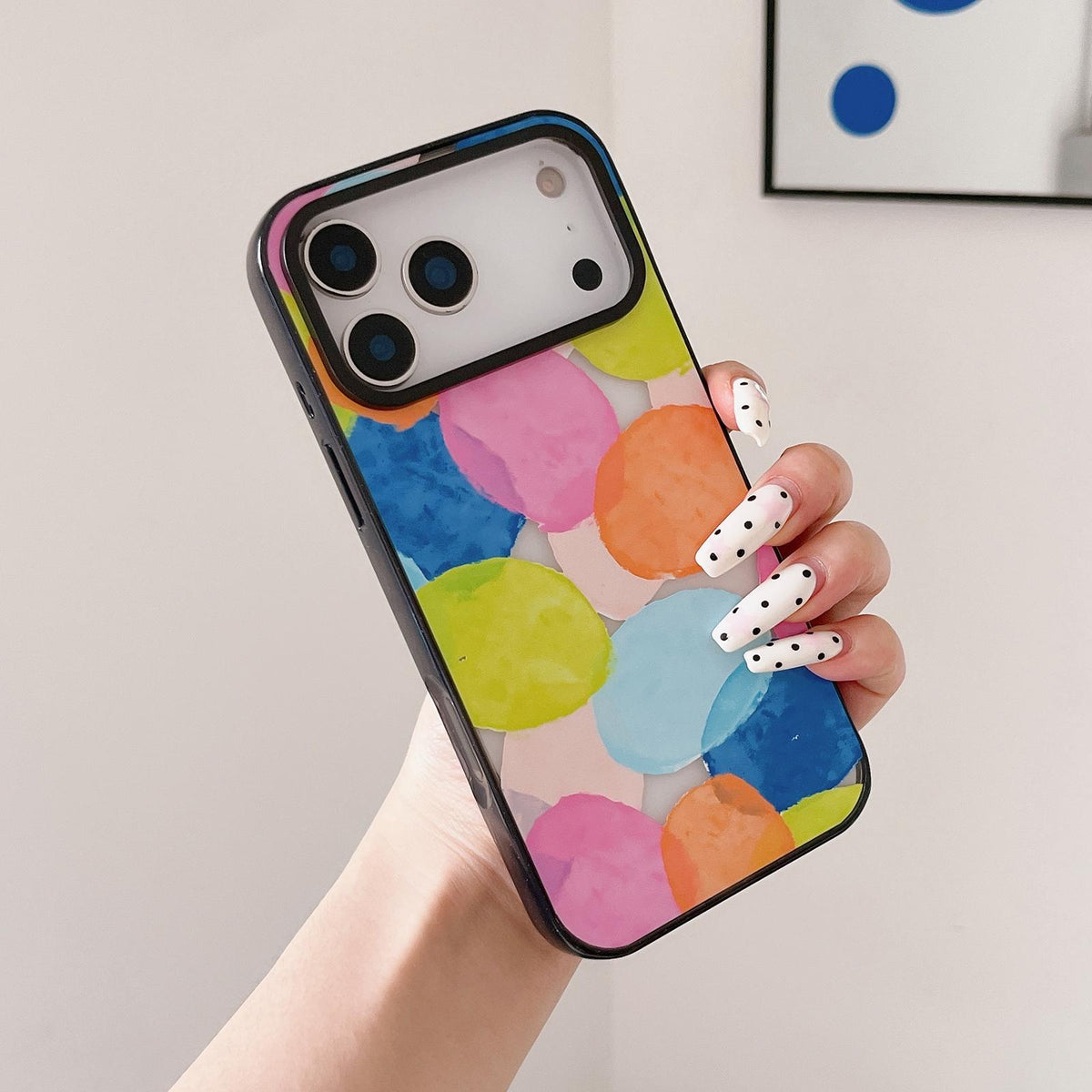 Compatible with iPhone 18 Pro Max & 17 Pro Max Colorful Balloon Pattern Transparent Acrylic TPU Phone Case - Layered Colorful Flowers
