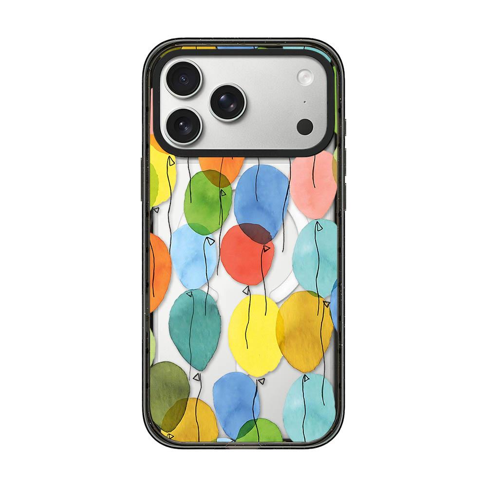 Compatible with iPhone 18 Pro Max & 17 Pro Max Colorful Balloon Pattern Transparent Magnetic Acrylic TPU Phone Case - Watercolor Rainbow Balloons