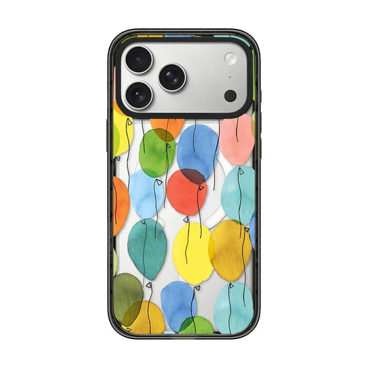 Compatible with iPhone 18 Pro Max & 17 Pro Max Colorful Balloon Pattern Transparent Magnetic Acrylic TPU Phone Case - Watercolor Rainbow Balloons