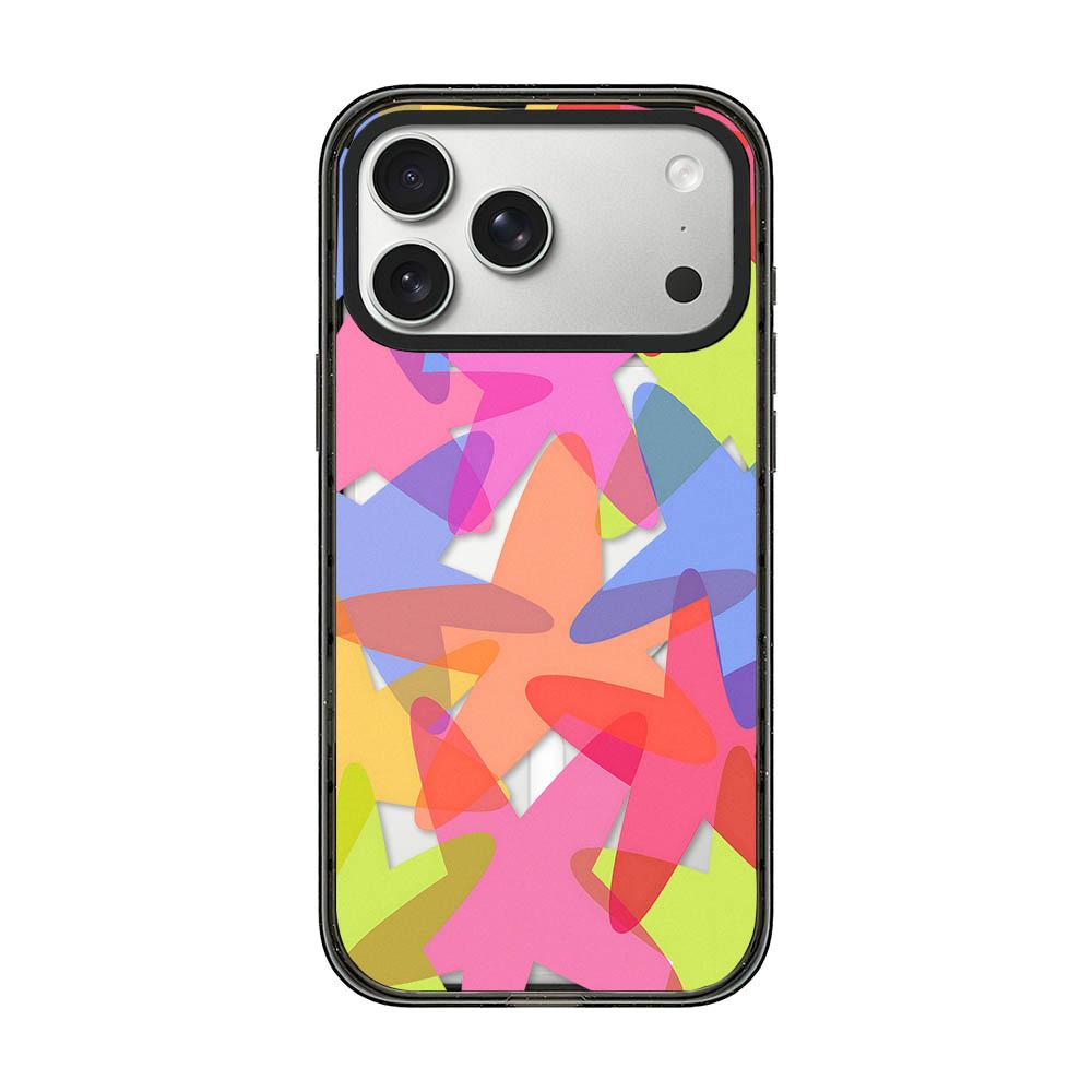 Compatible with iPhone 18 Pro & 17 Pro Colorful Balloon Pattern Transparent Magnetic Acrylic TPU Phone Case - Gradient Rainbow Starfish