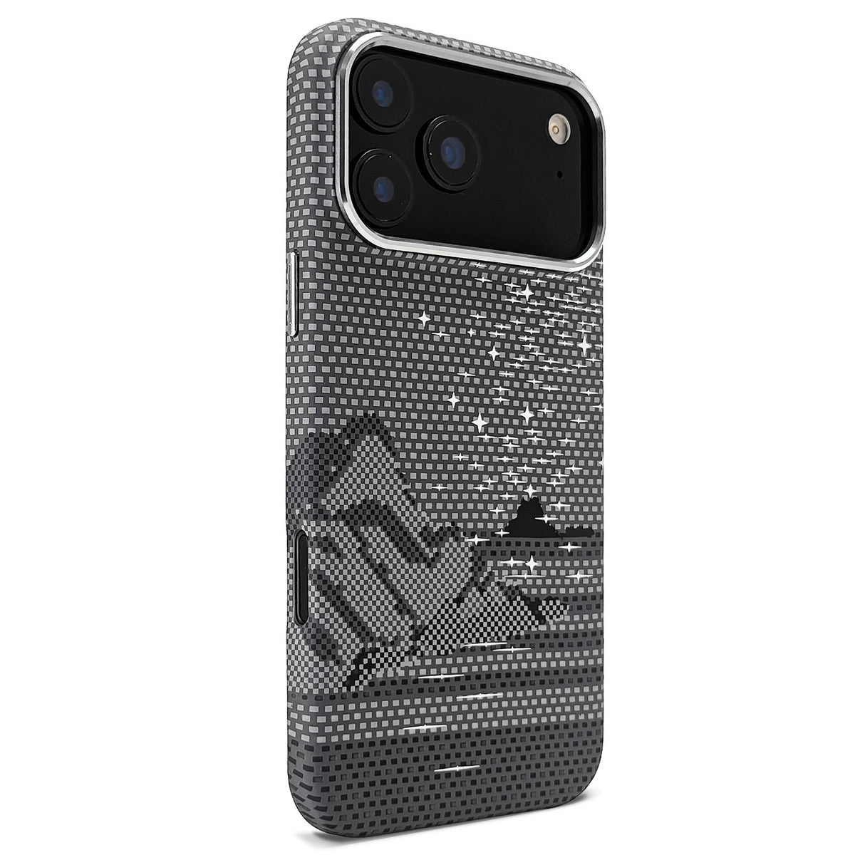 Compatible with iPhone 18 Pro Max & 17 Pro Max Kevlar Texture Water Sticker Magnetic Phone Case - Grey
